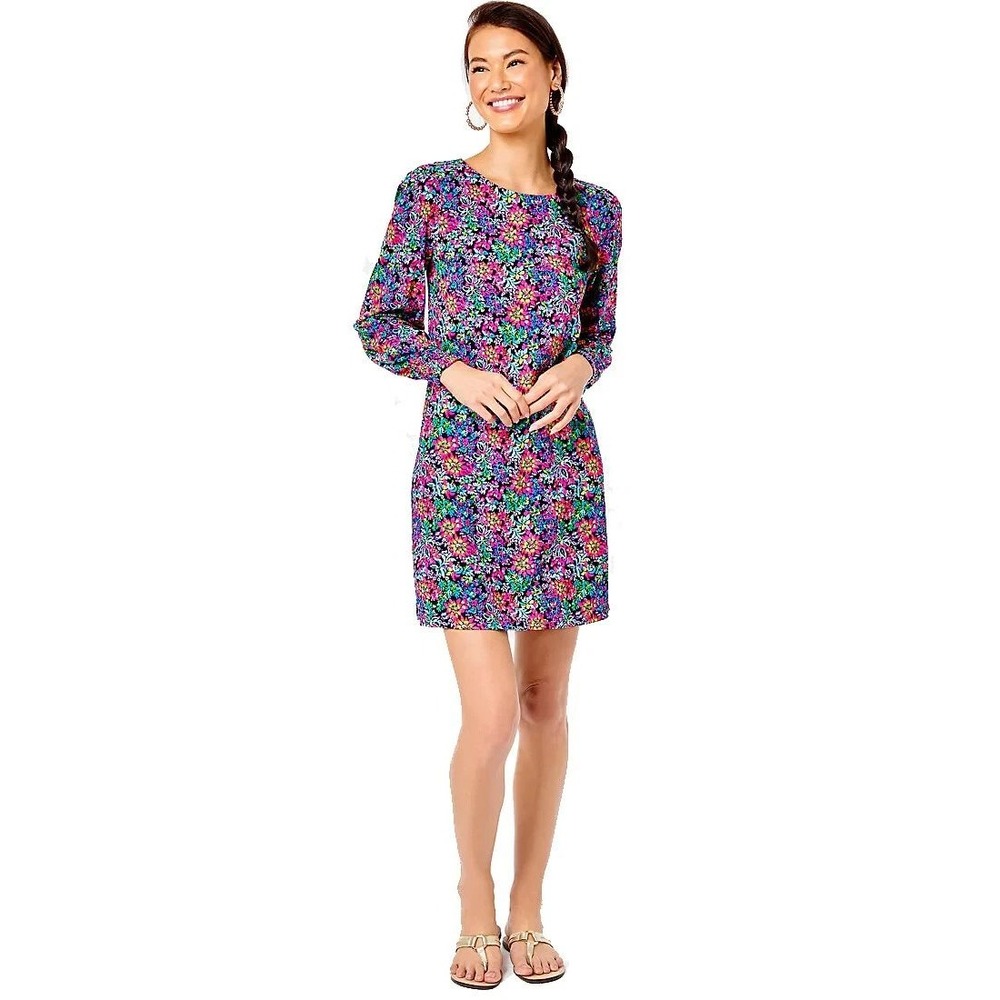 Lilly Pulitzer Diann Smocked L/S Dress Multi Feeling Fantastic Women Small NWOT